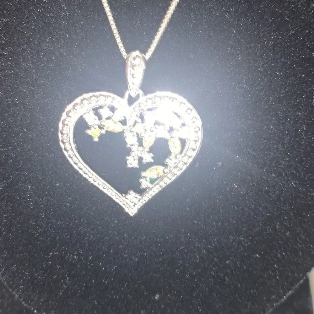 Sterling Silver 925 Heart Pendant Necklace Italy 18”‎